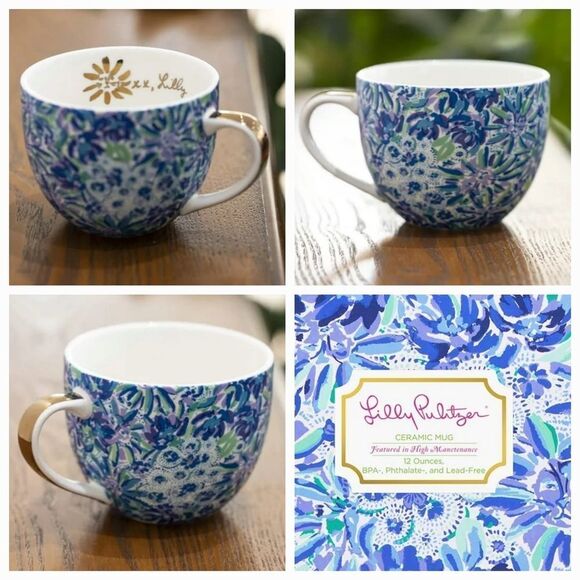 🔺️Lily Pulitzer Blue & Purple "High Maintenance" Ceramic 12oz Teacup - Picture 12 of 13